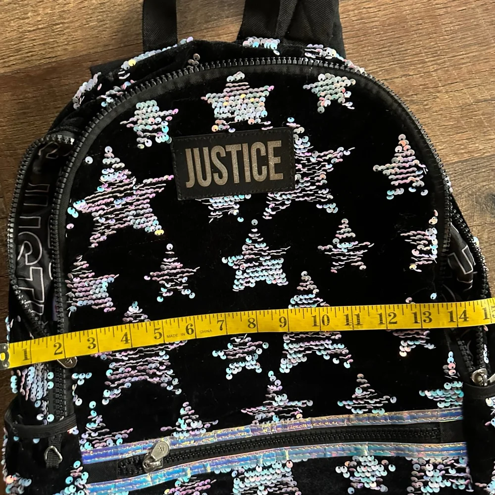 GJustice Black Iridescent Sequin Star Backpack